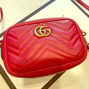 Gucci Marmont Matelasse Mini Bag Red